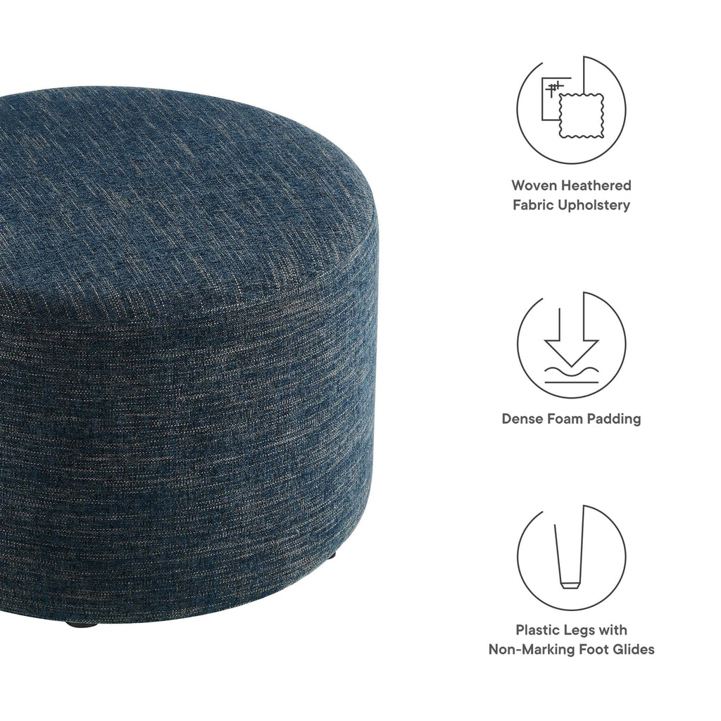 Callum Large Round Woven Heathered Fabric Upholstered Ottoman by Modway