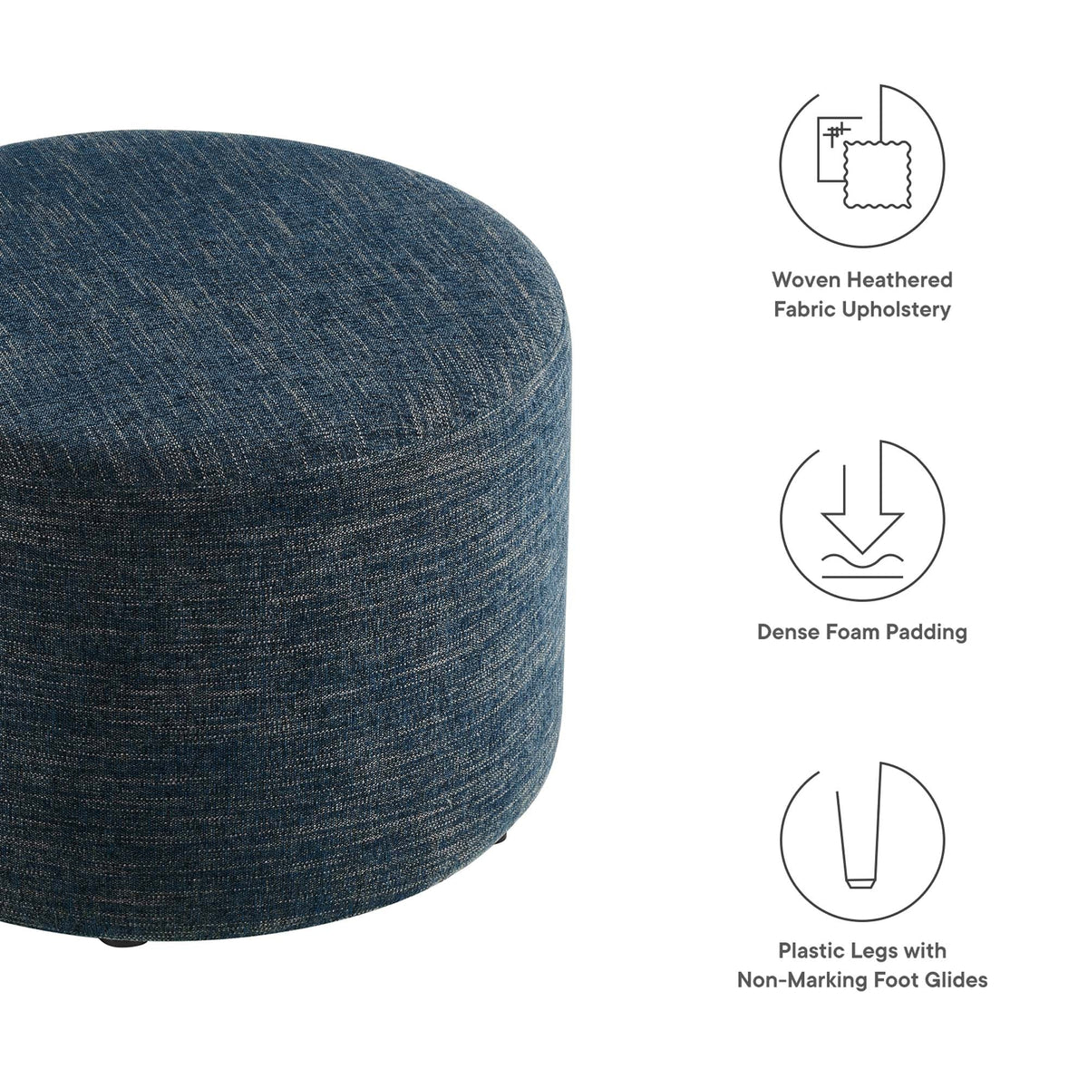 Callum Large Round Woven Heathered Fabric Upholstered Ottoman by Modway