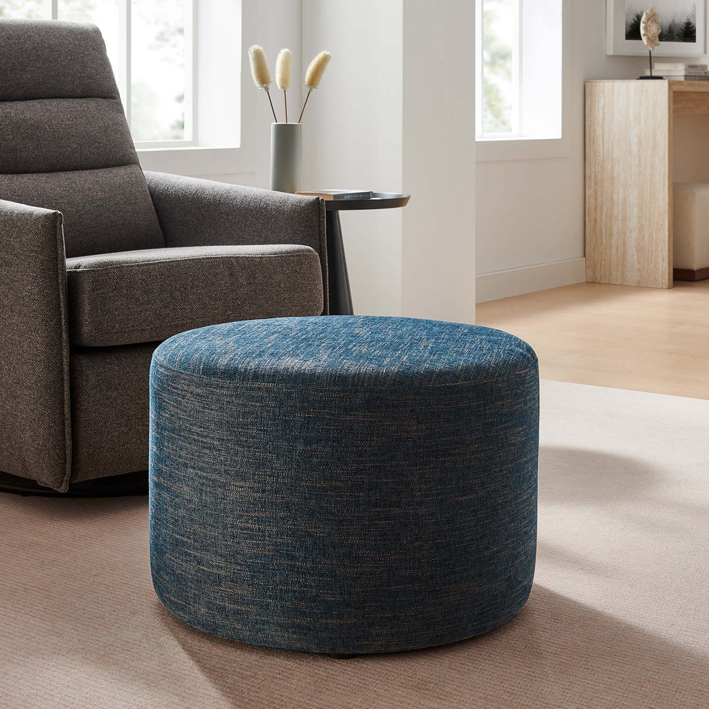 Callum Large Round Woven Heathered Fabric Upholstered Ottoman by Modway