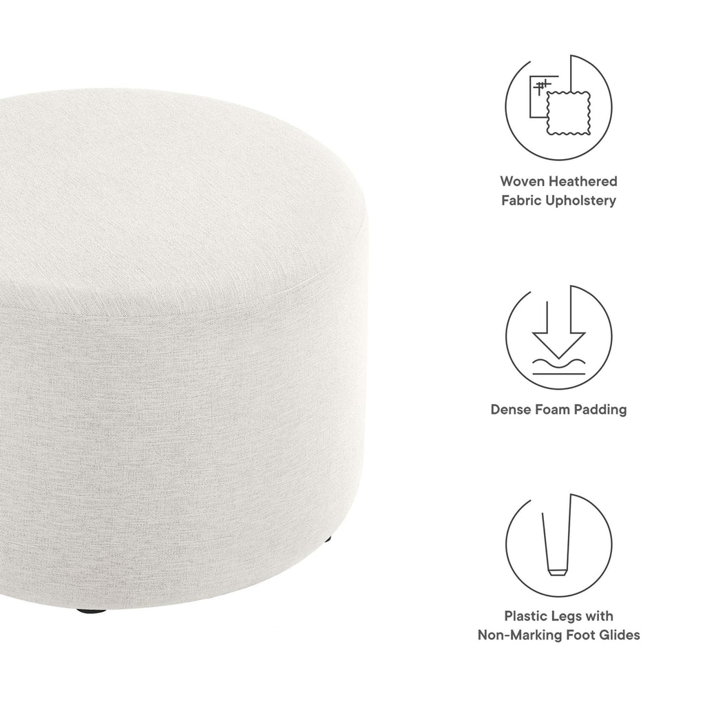 Callum Large Round Woven Heathered Fabric Upholstered Ottoman by Modway