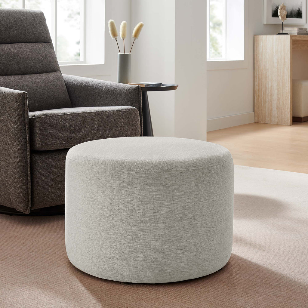 Callum Large Round Woven Heathered Fabric Upholstered Ottoman by Modway