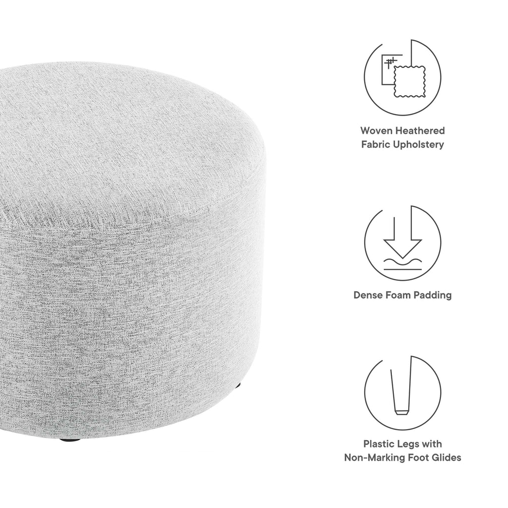 Callum Large Round Woven Heathered Fabric Upholstered Ottoman by Modway