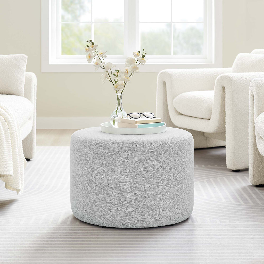 Callum Large Round Woven Heathered Fabric Upholstered Ottoman by Modway