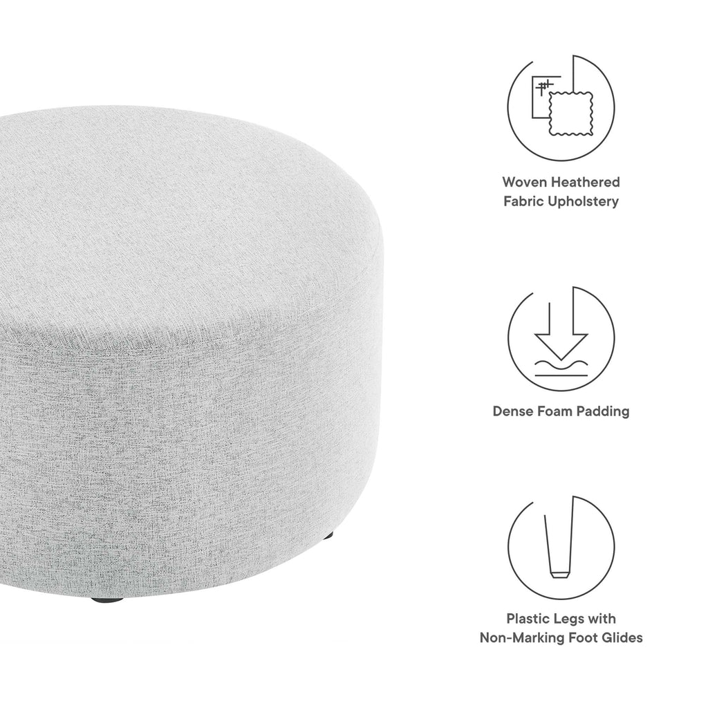 Callum Large Round Woven Heathered Fabric Upholstered Ottoman by Modway