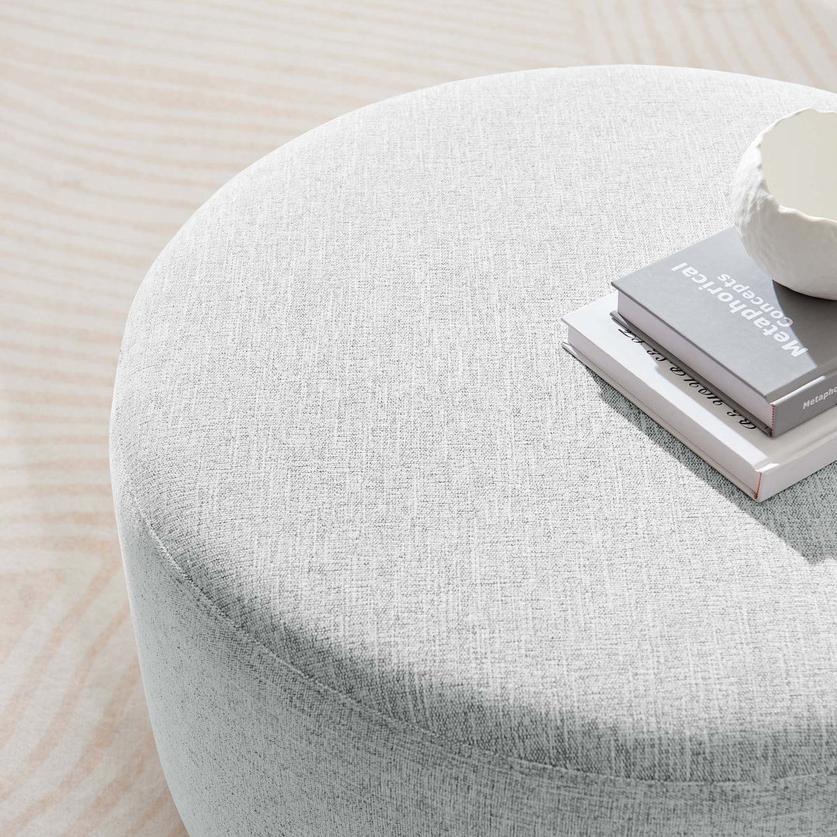 Callum Large Round Woven Heathered Fabric Upholstered Ottoman by Modway