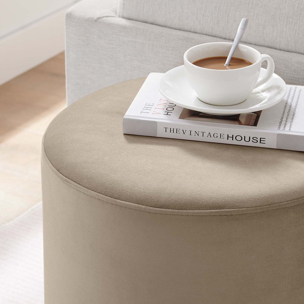 Tilden 16" Round Performance Velvet Upholstered Ottoman by Modway