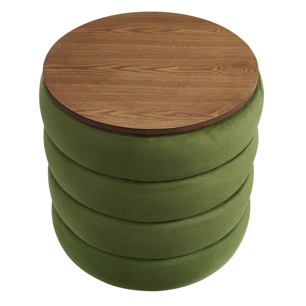 Mezzo Round Performance Velvet Storage Ottoman by Modway