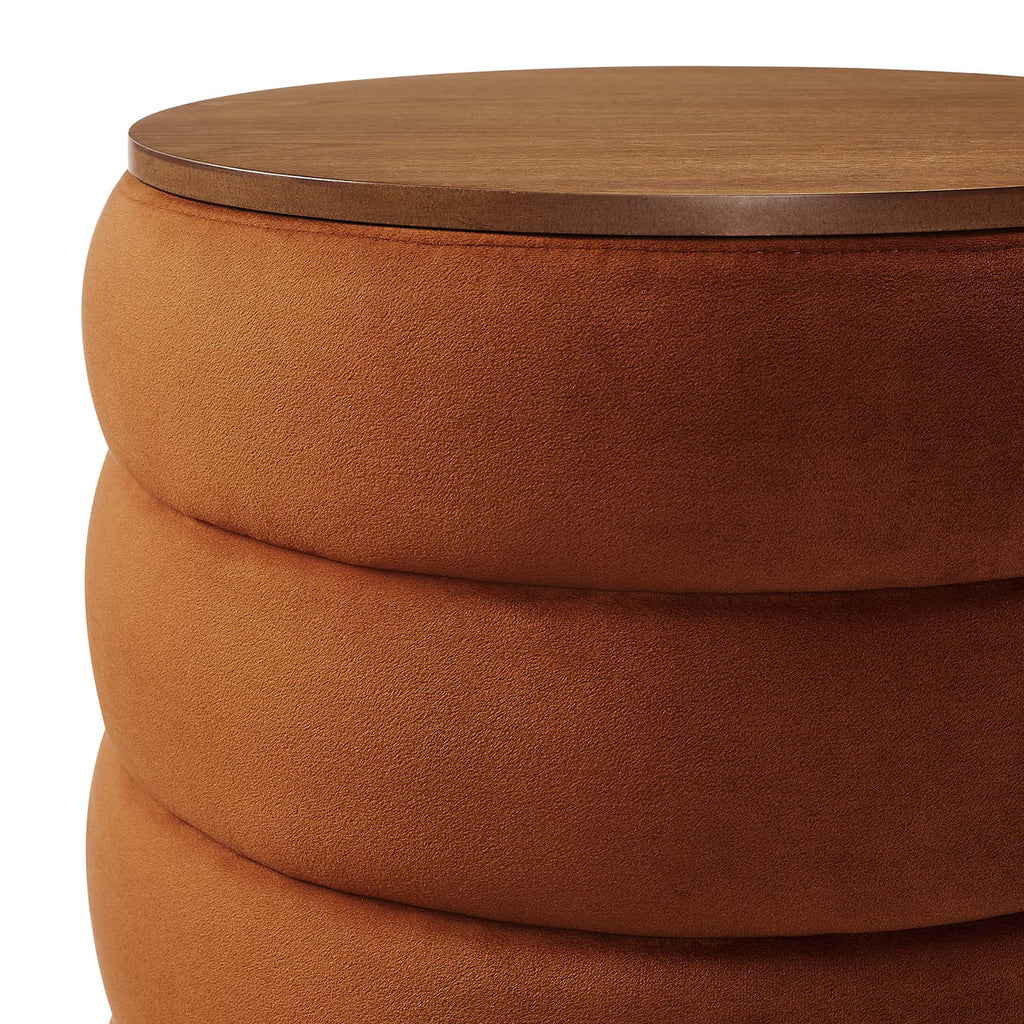 Mezzo Round Performance Velvet Storage Ottoman by Modway