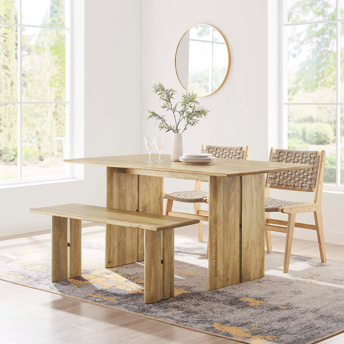 Amistad Wood Dining Table and Bench Set by Modway