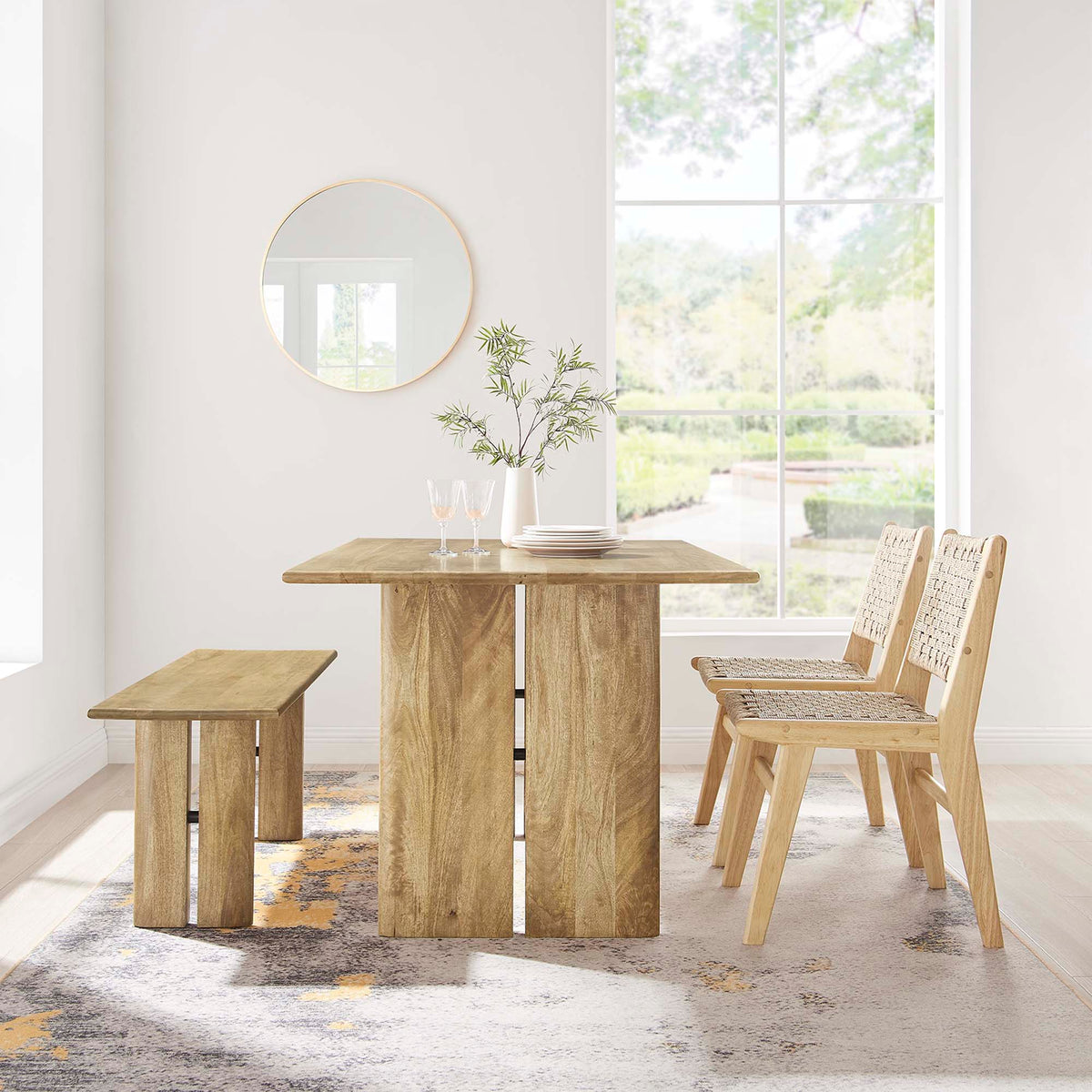 Amistad Wood Dining Table and Bench Set by Modway