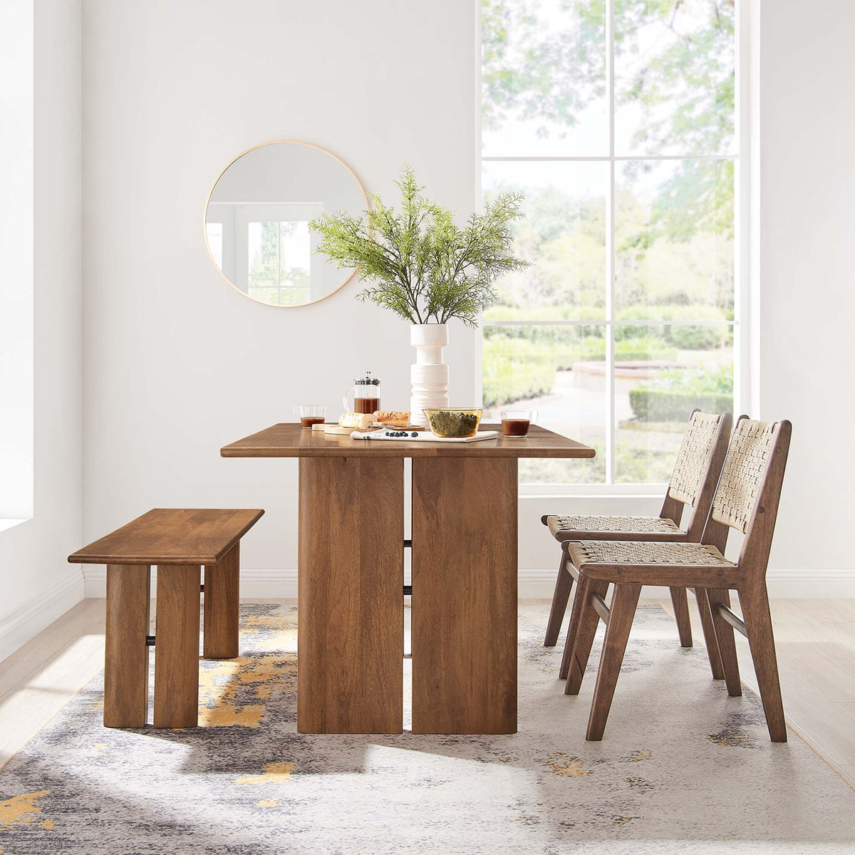 Amistad Wood Dining Table and Bench Set by Modway