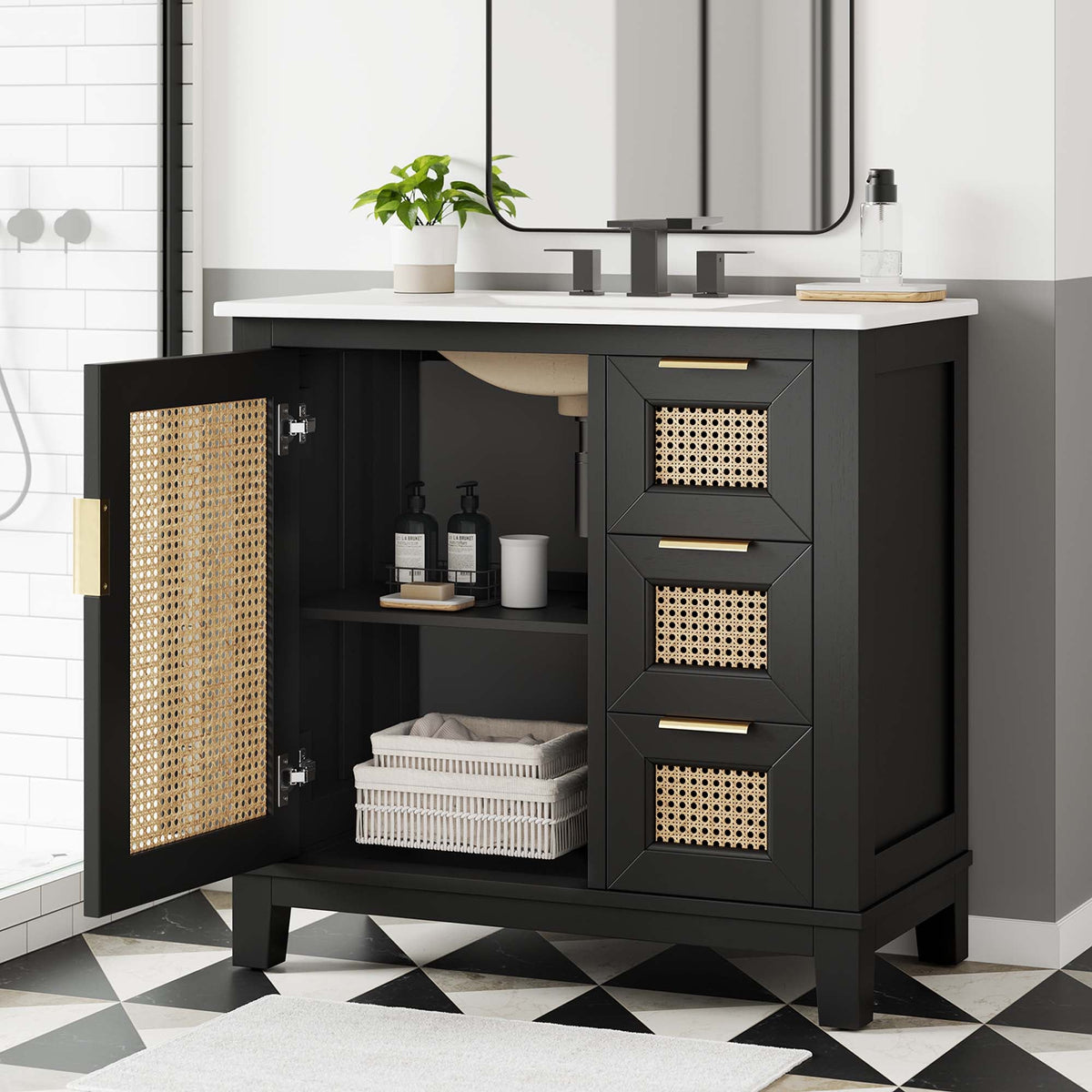 Dixie Solid Wood Bathroom Vanity Cabinet by Modway