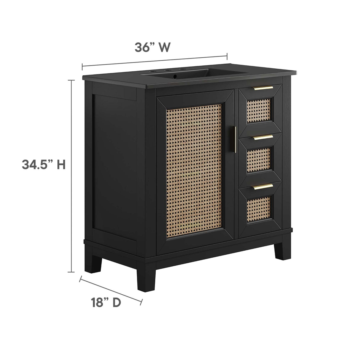 Dixie Solid Wood Bathroom Vanity Cabinet by Modway