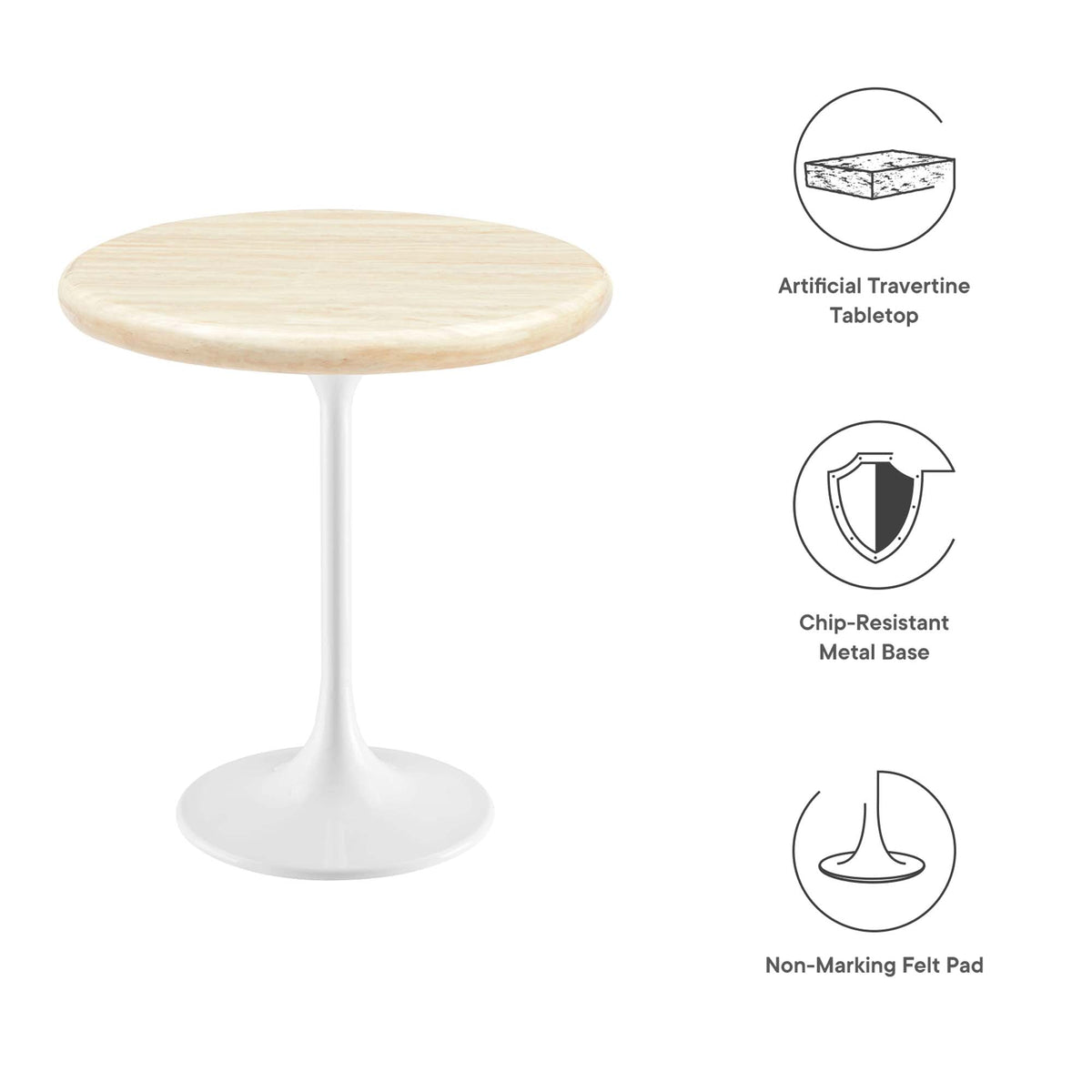 Lippa Round Faux Travertine Side Table by Modway