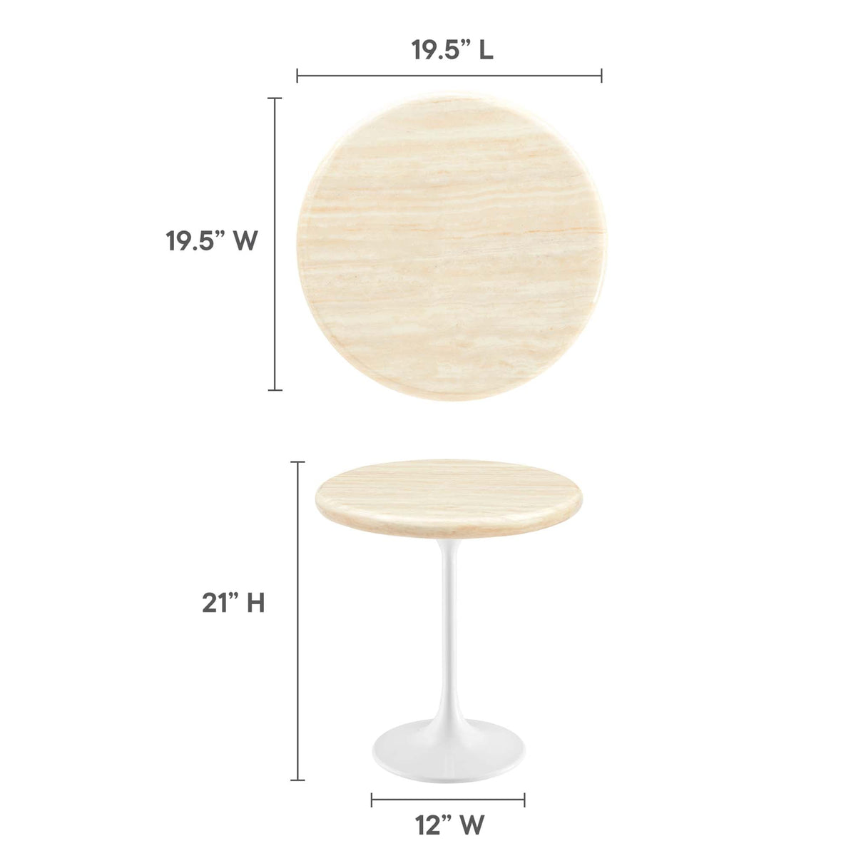 Lippa Round Faux Travertine Side Table by Modway