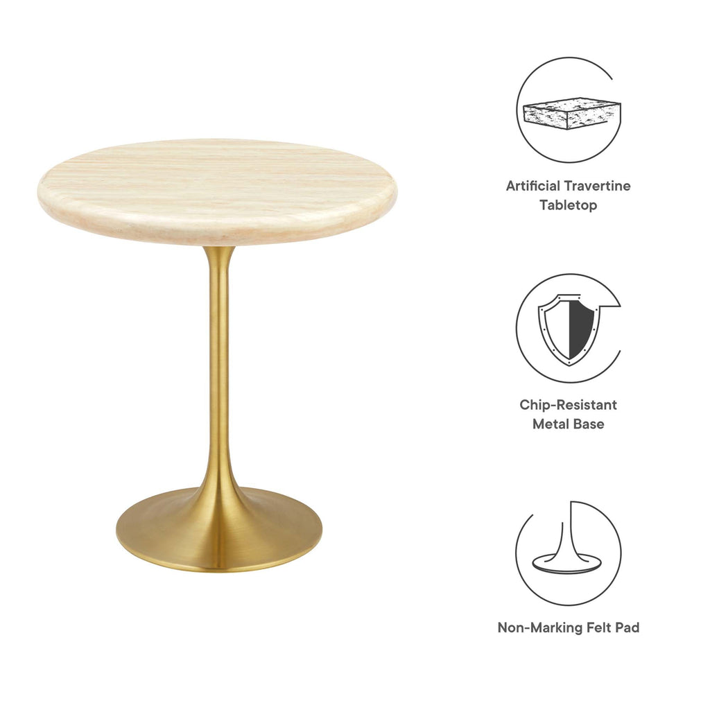 Lippa Round Faux Travertine Side Table by Modway