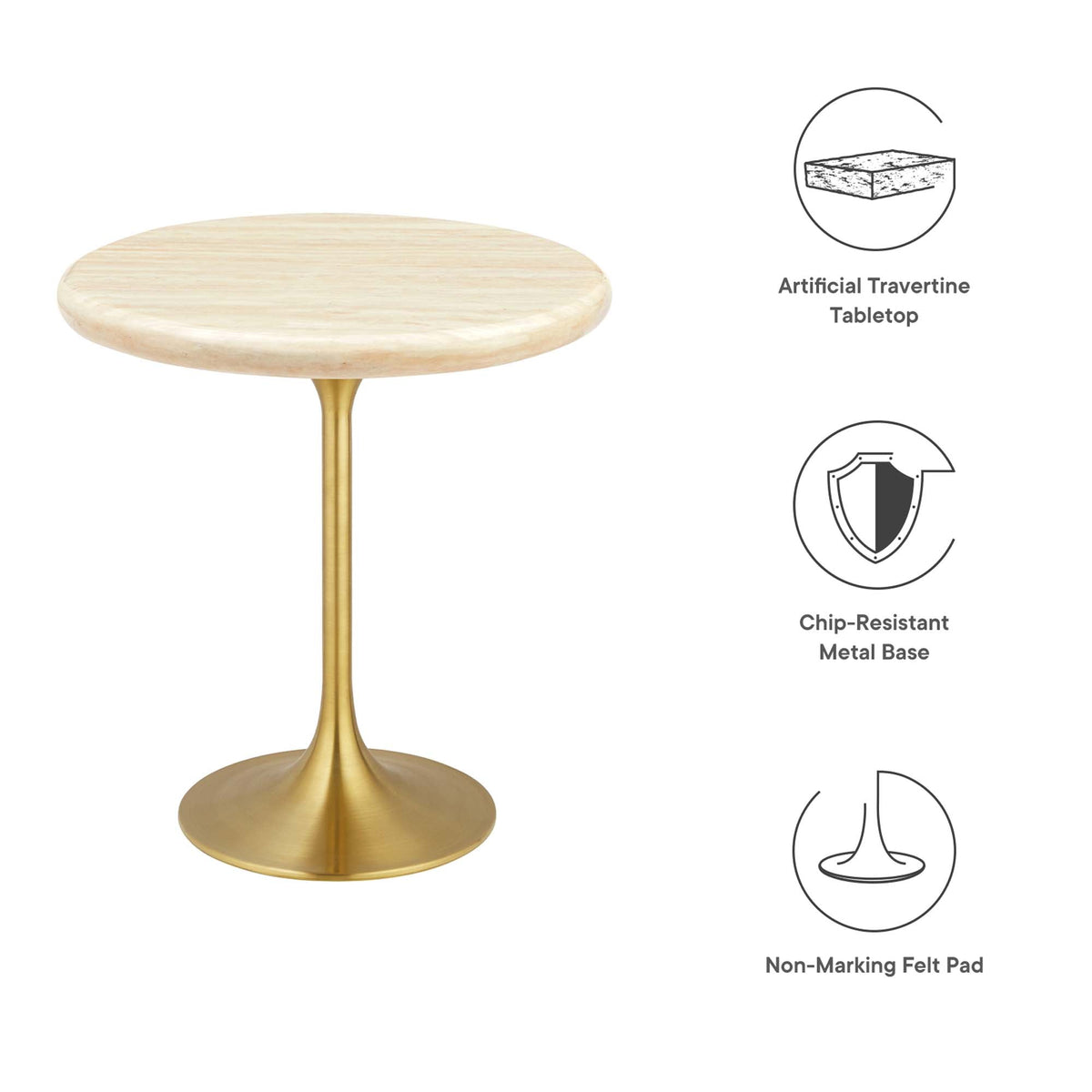 Lippa Round Faux Travertine Side Table by Modway
