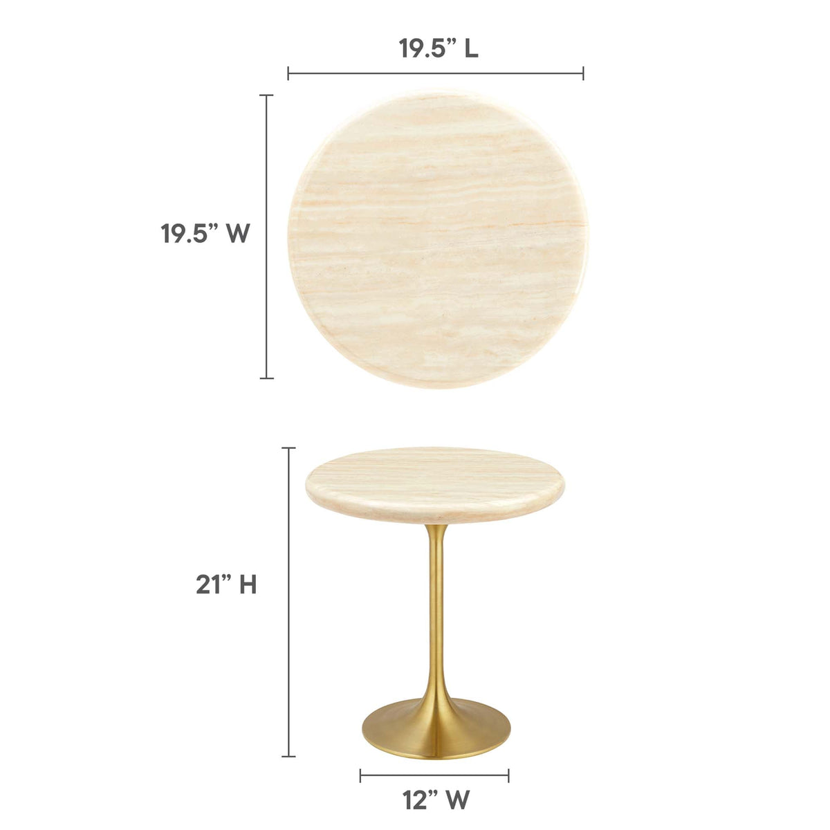 Lippa Round Faux Travertine Side Table by Modway