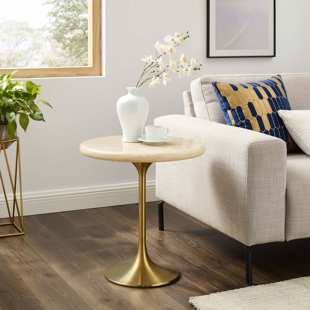 Lippa Round Faux Travertine Side Table by Modway
