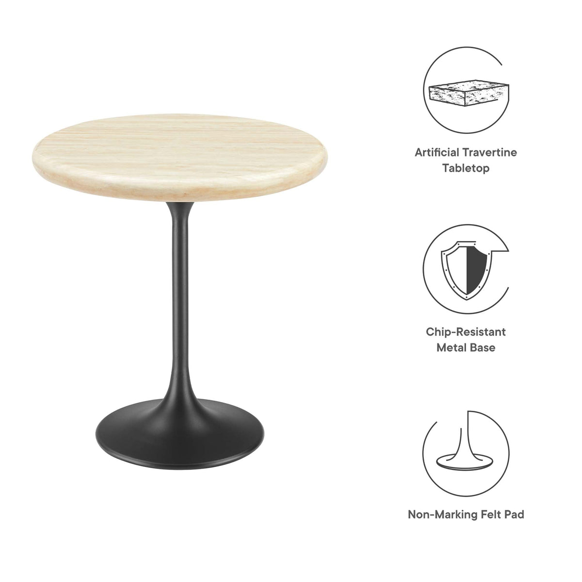 Lippa Round Faux Travertine Side Table by Modway