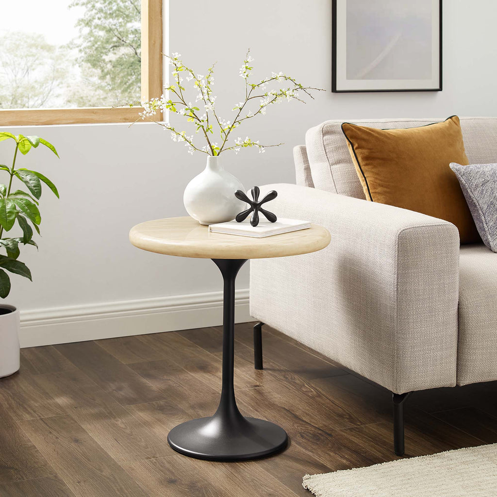 Lippa Round Faux Travertine Side Table by Modway