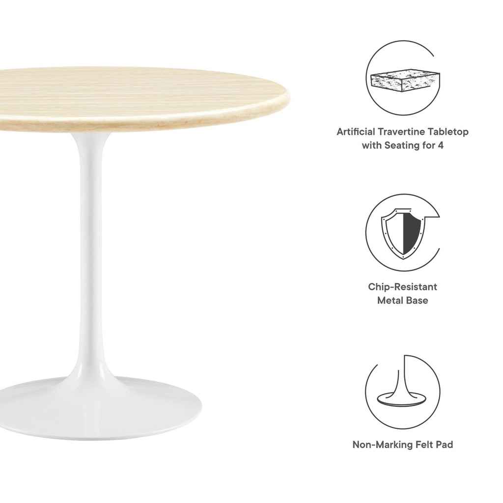 Lippa Round Faux Travertine Dining Table by Modway