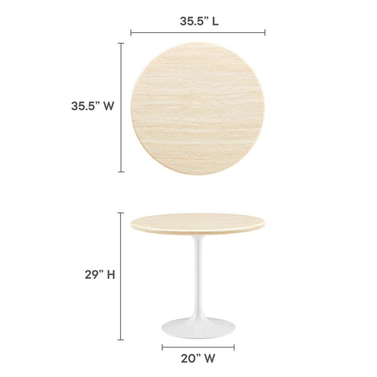 Lippa Round Faux Travertine Dining Table by Modway