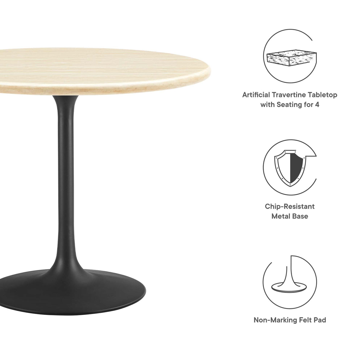 Lippa Round Faux Travertine Dining Table by Modway