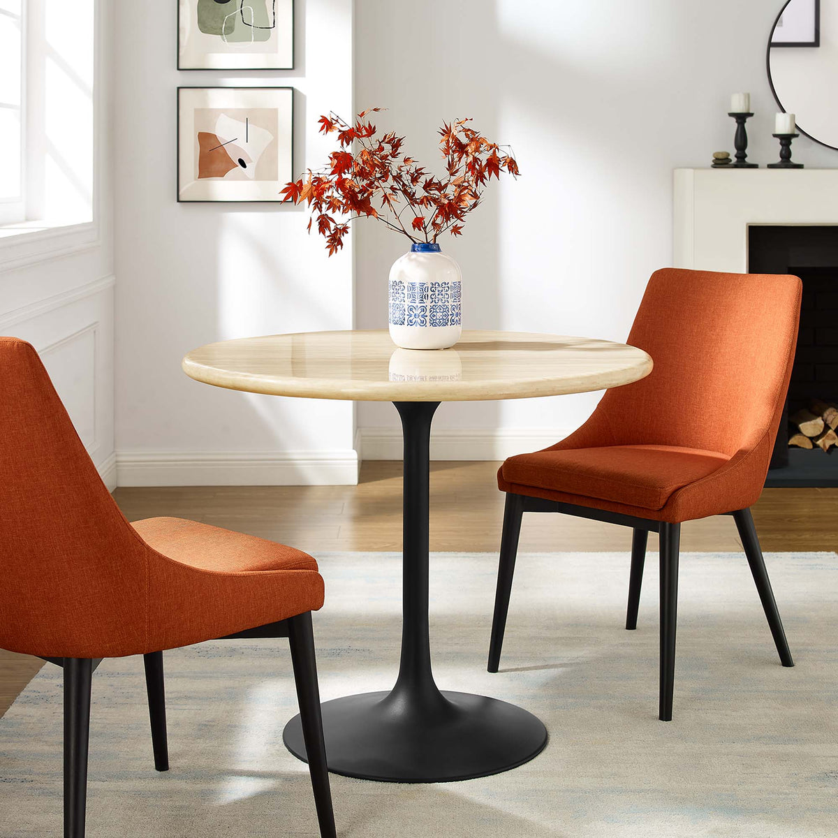 Lippa Round Faux Travertine Dining Table by Modway
