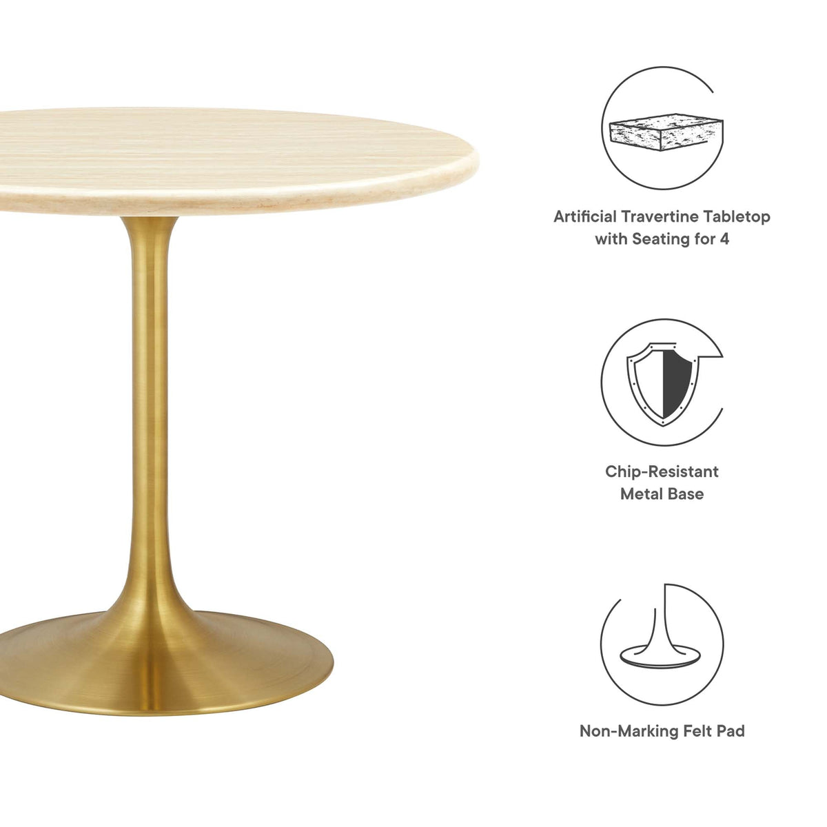 Lippa Round Faux Travertine Dining Table by Modway