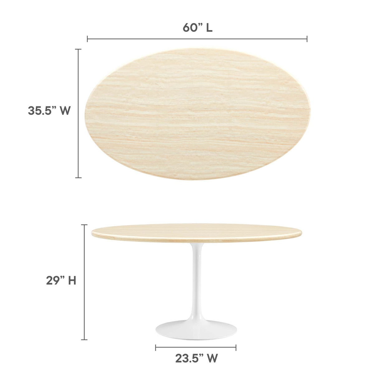 Lippa Oval Faux Travertine Dining Table by Modway
