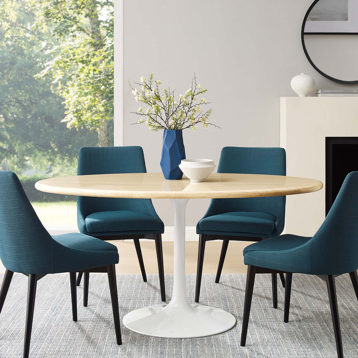 Lippa Oval Faux Travertine Dining Table by Modway