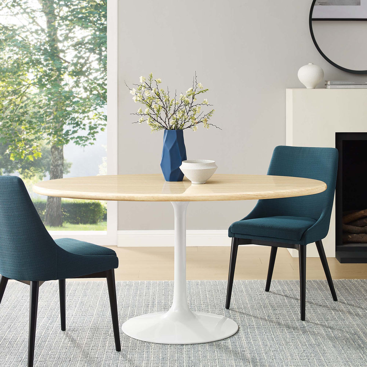 Lippa Oval Faux Travertine Dining Table by Modway