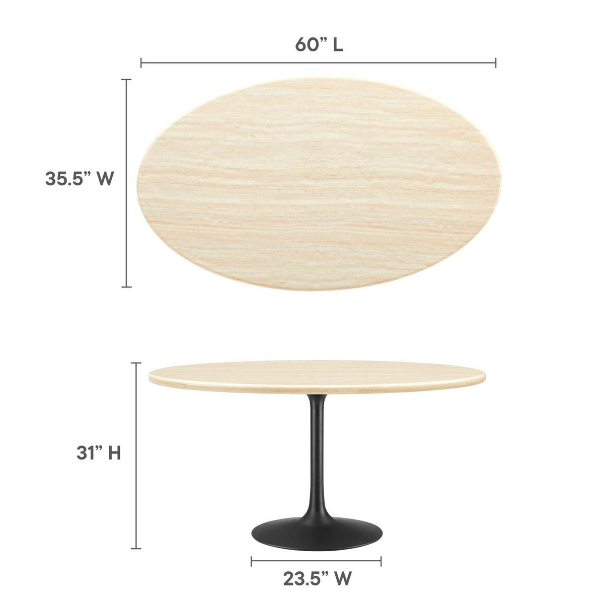 Lippa Oval Faux Travertine Dining Table by Modway