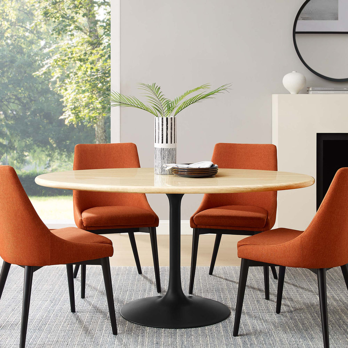 Lippa Oval Faux Travertine Dining Table by Modway