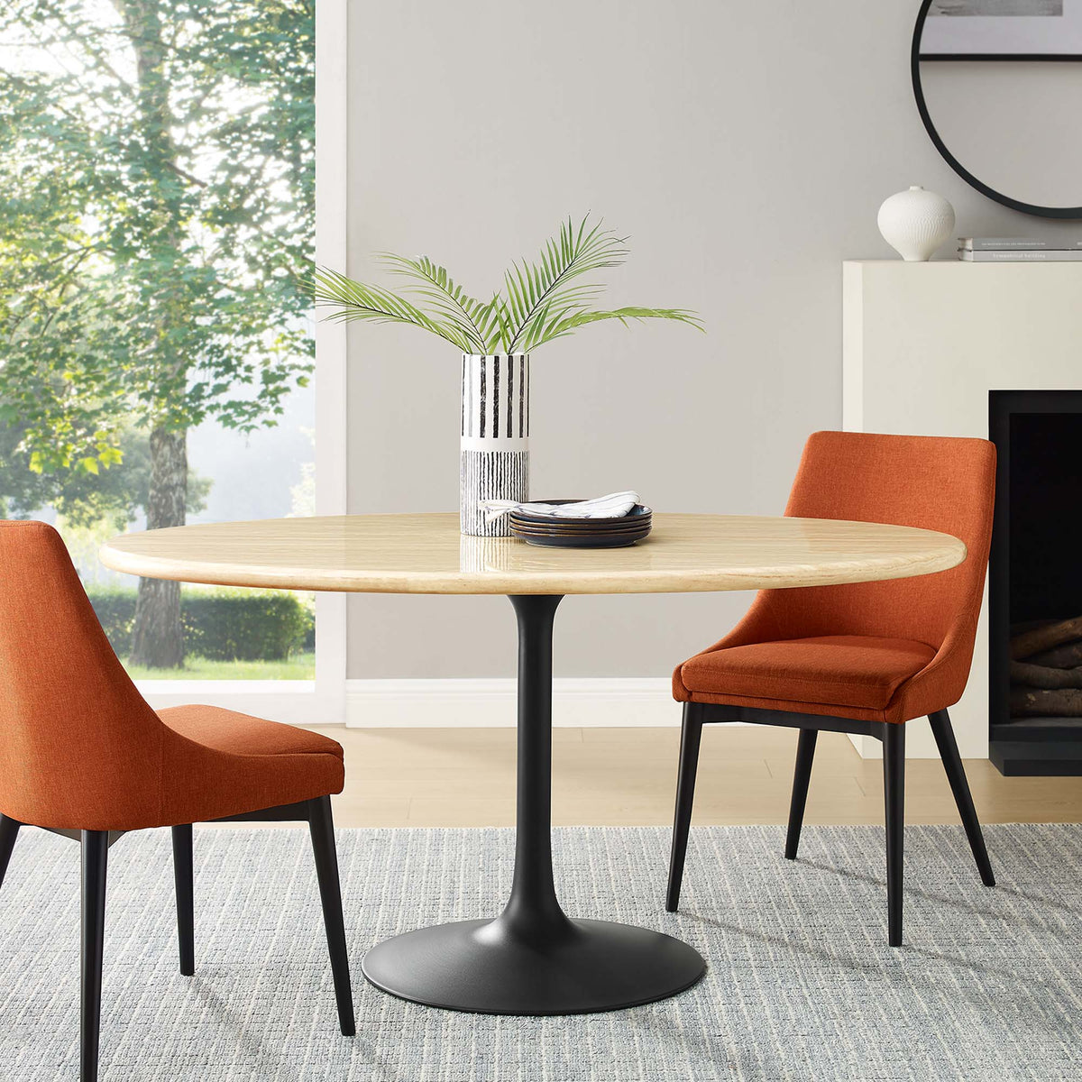 Lippa Oval Faux Travertine Dining Table by Modway