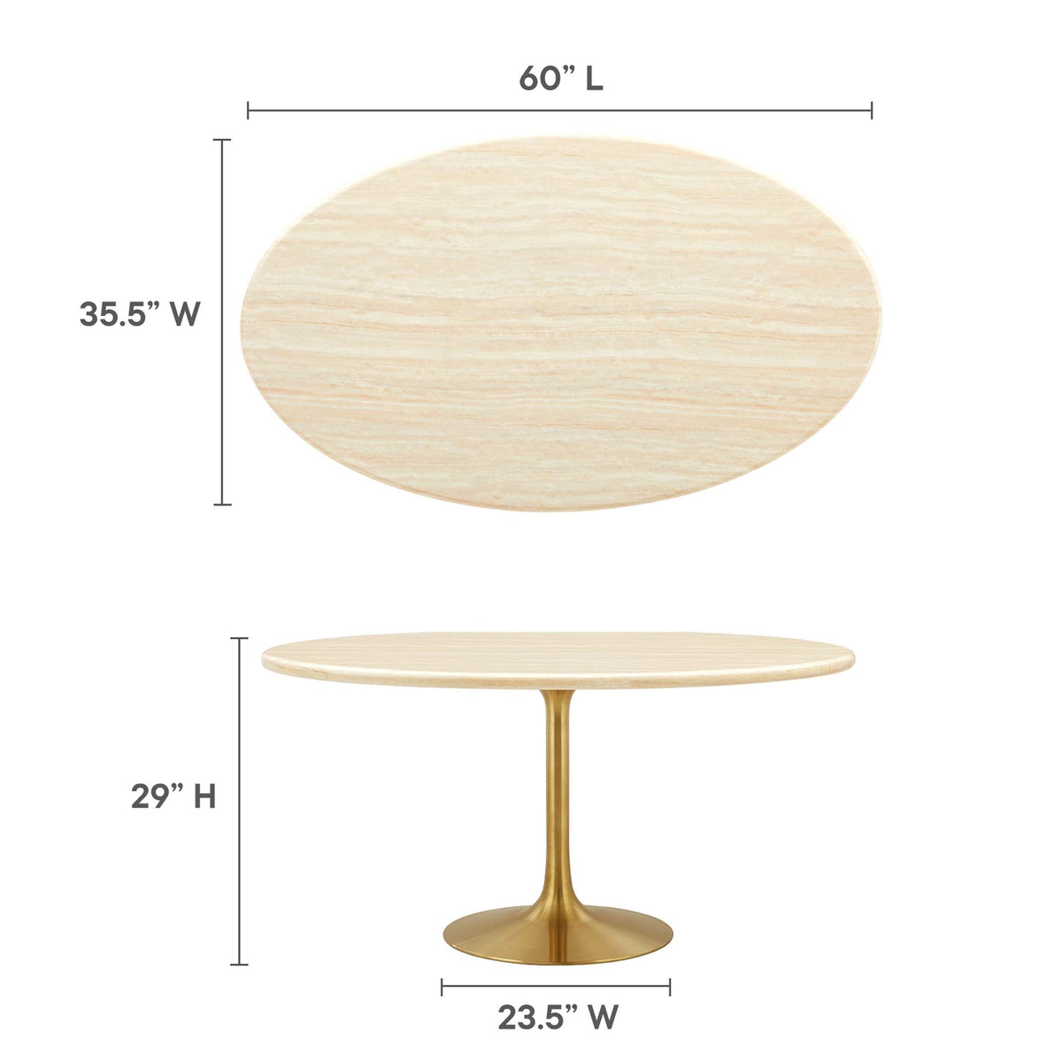 Lippa Oval Faux Travertine Dining Table by Modway