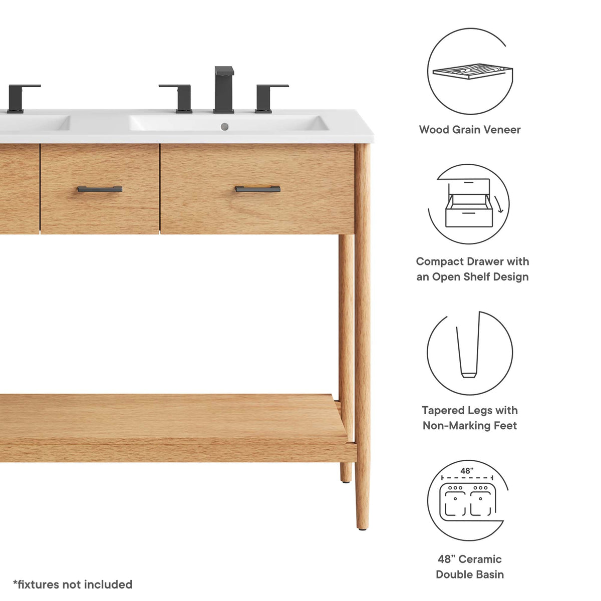 Zaire Double Sink Bathroom Vanity by Modway