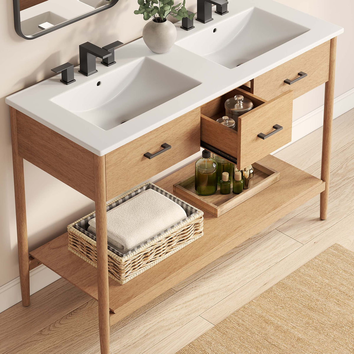 Zaire Double Sink Bathroom Vanity by Modway
