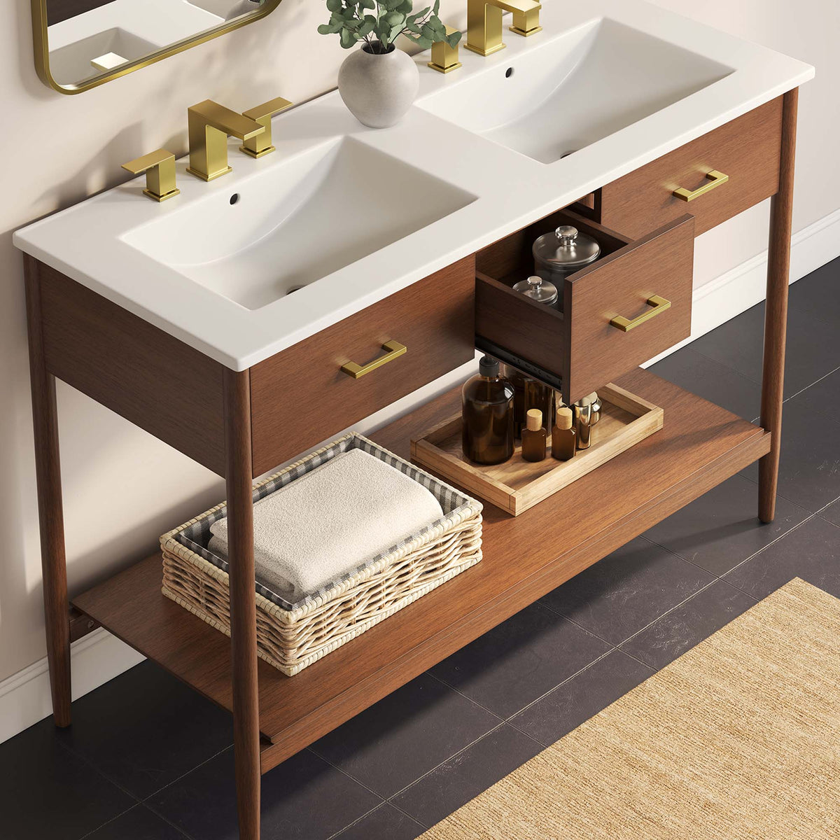 Zaire Double Sink Bathroom Vanity by Modway