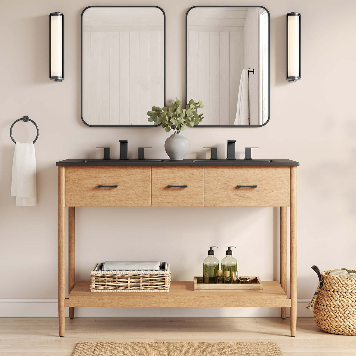 Zaire Double Sink Bathroom Vanity by Modway