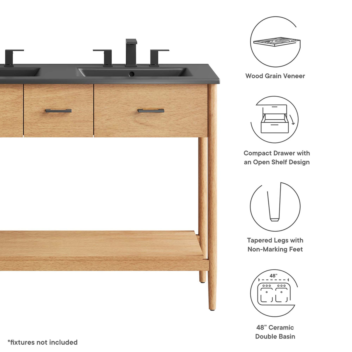 Zaire Double Sink Bathroom Vanity by Modway
