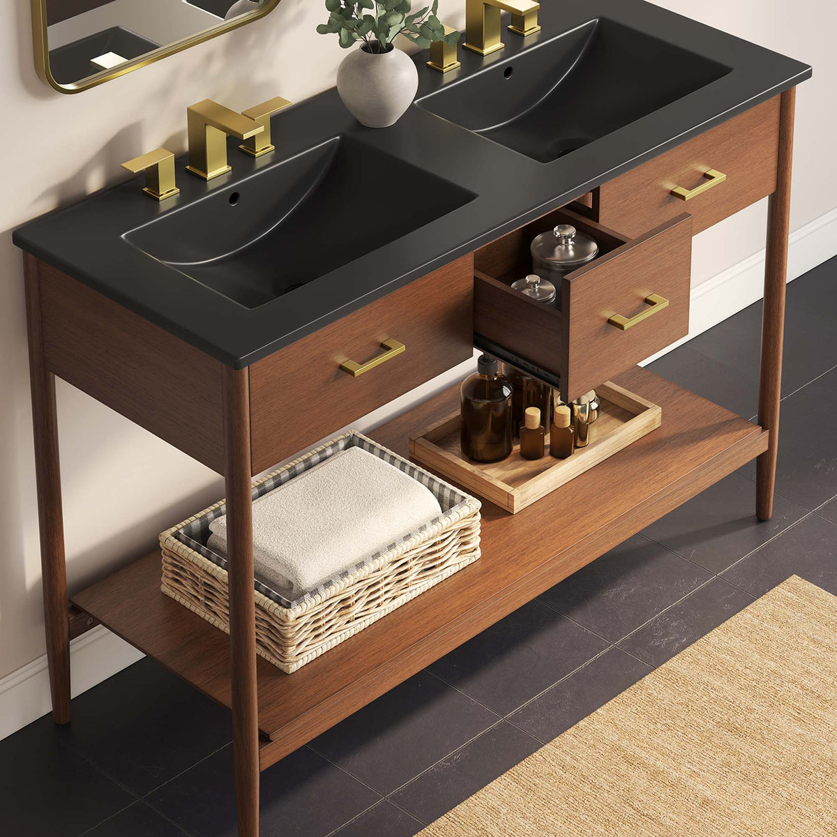 Zaire Double Sink Bathroom Vanity by Modway