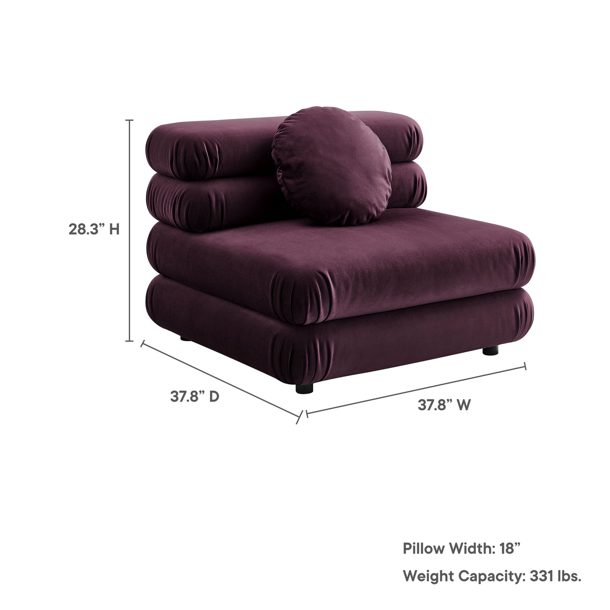 Jubilee Modular Performance Velvet Armless Chair by Modway