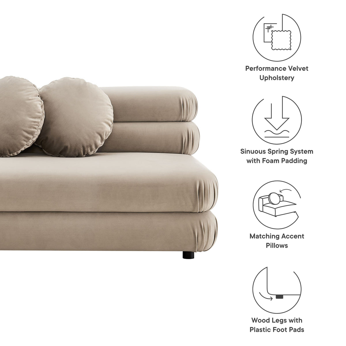 Jubilee Modular Performance Velvet Armless Loveseat by Modway