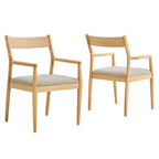 Solara 7-Piece Wood Dining Set with Fabric Upholstered Armchairs by Modway