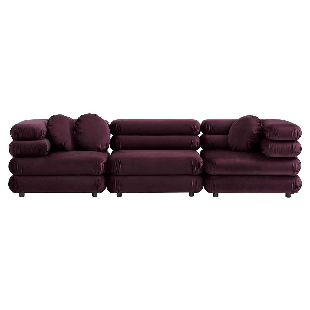 Jubilee 3-Piece Modular Performance Velvet Sectional Sofa by Modway