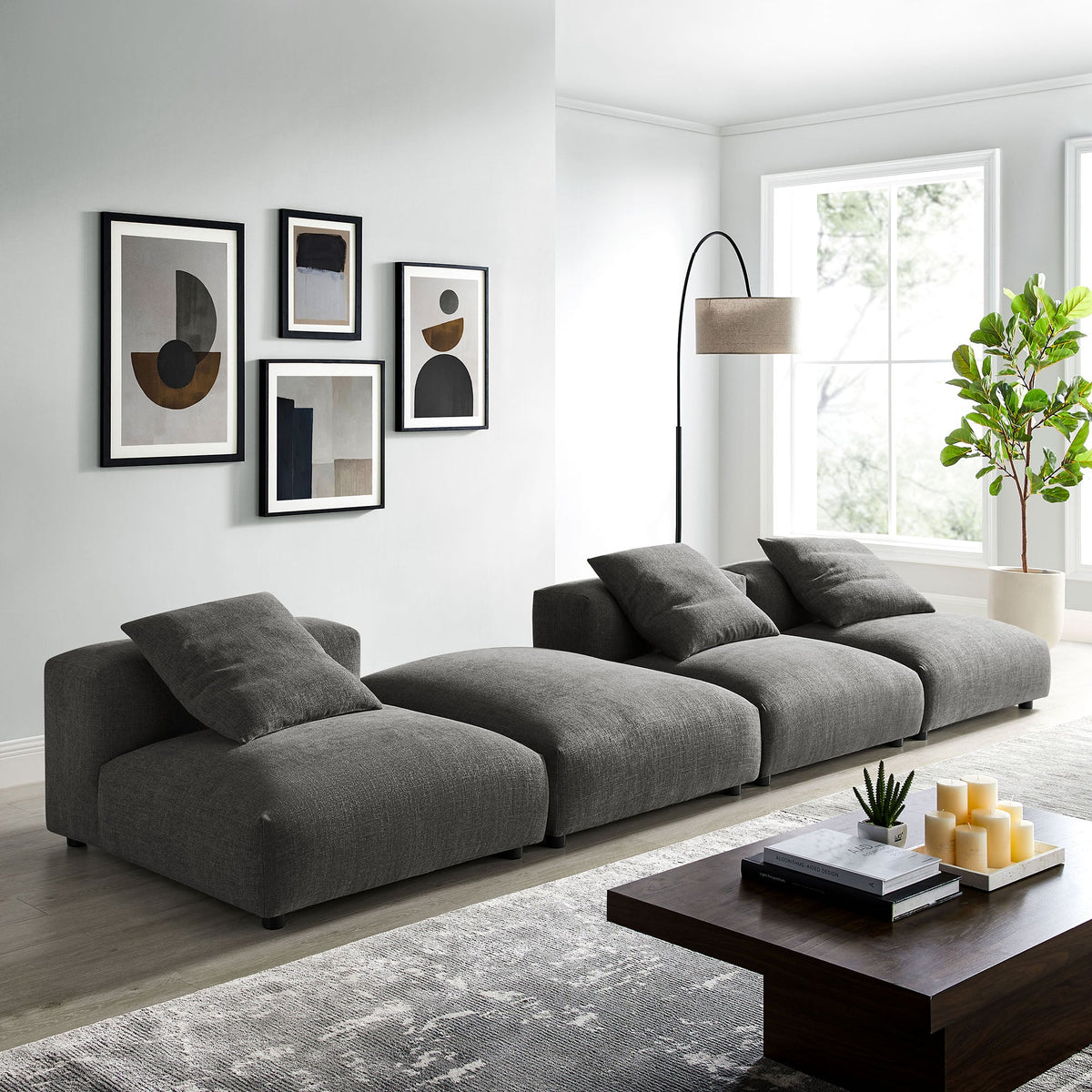 Solace 4-Piece Modular Upholstered Fabric Sectional Sofa by Modway