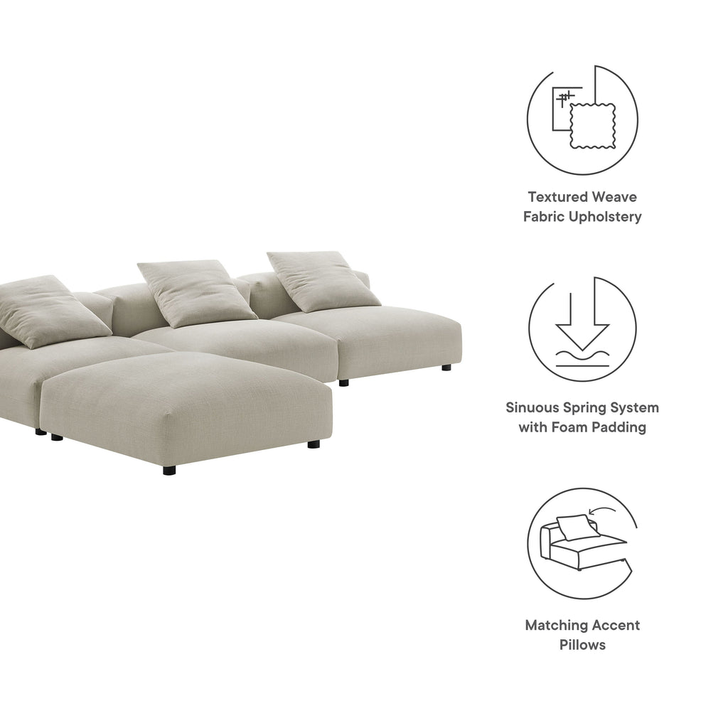 Solace 4-Piece Modular Upholstered Fabric Sectional Sofa by Modway