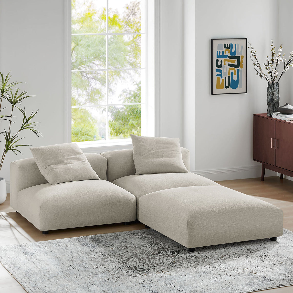 Solace 3-Piece Modular Upholstered Fabric Sectional Sofa by Modway